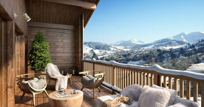 Mountain views from the terrace of this Megeve apartment